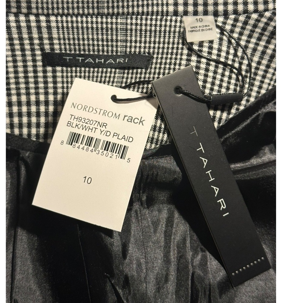 Tahari Blazer Size 10 Black White Plaid Career Business Casual Jacket Coat NWT - Picture 5 of 9